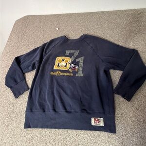 Disney Parks Sweatshirt Mens Large Blue Fleece Walt Disney World 71 Mickey Mouse
